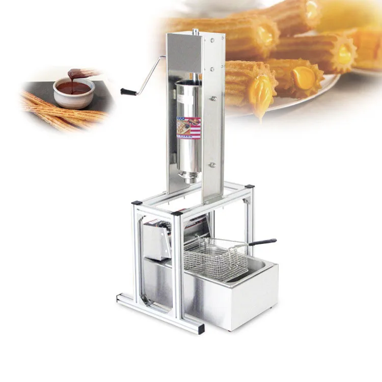 China Venta al por mayor España Mini Churros que hace la máquina Churro Maker Machine a la venta con freidora y relleno