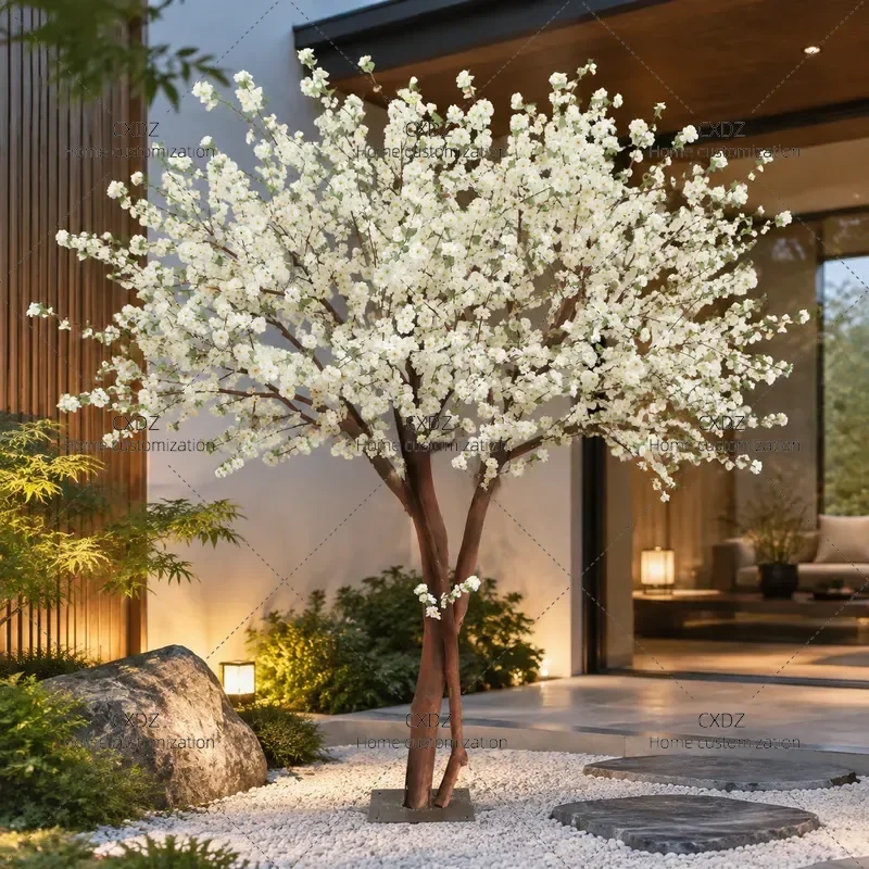 Simulation Pear Flower Tree White Blossom Artificial Plant for Indoor Outdoor Wedding Mall Homestay Photography Landscaping