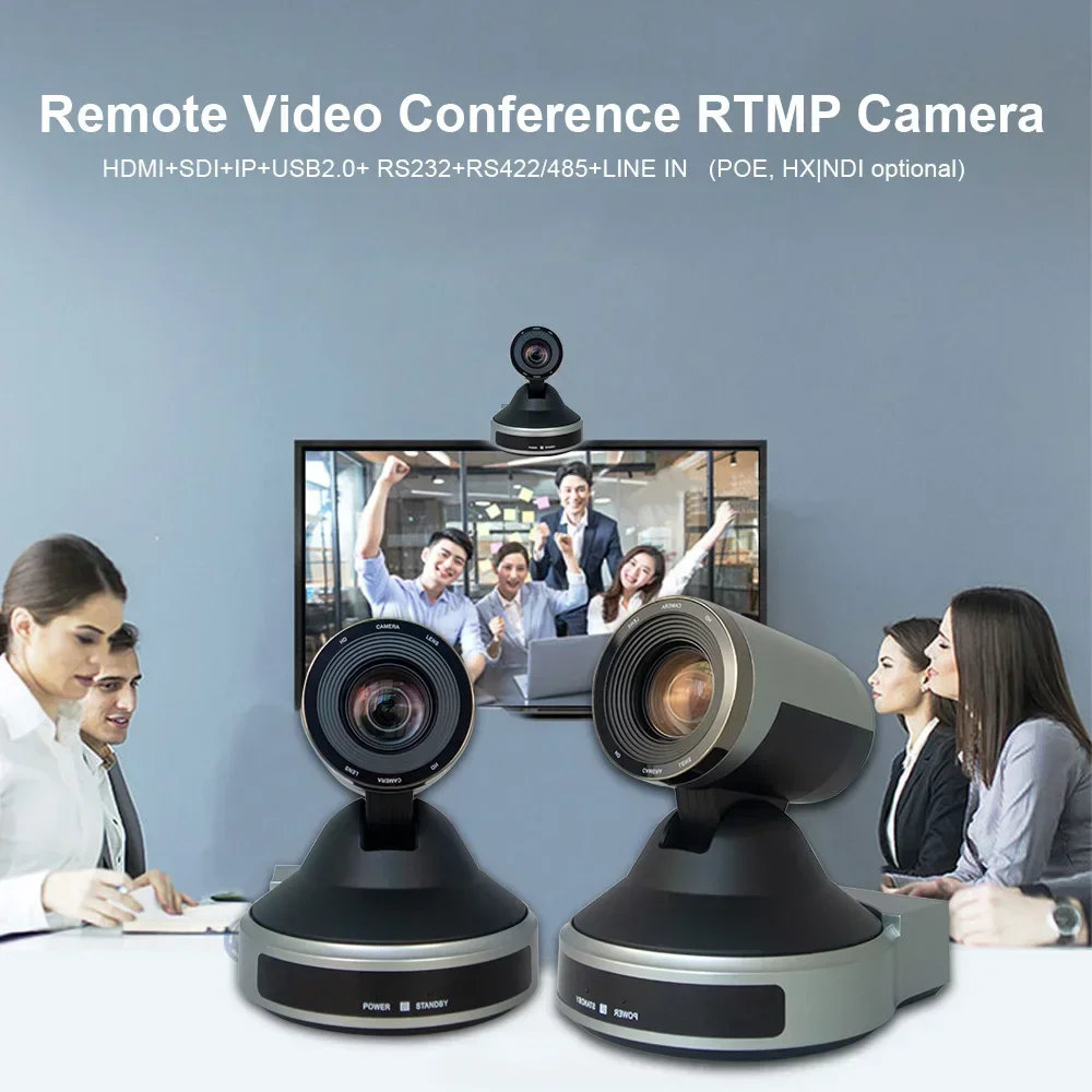 RTMP Protocol Camera 2MP 12X Zoom Live Streaming Meeting Camera HD IP HD-SDI HD-MI 3 in 1 Video Conference Camera