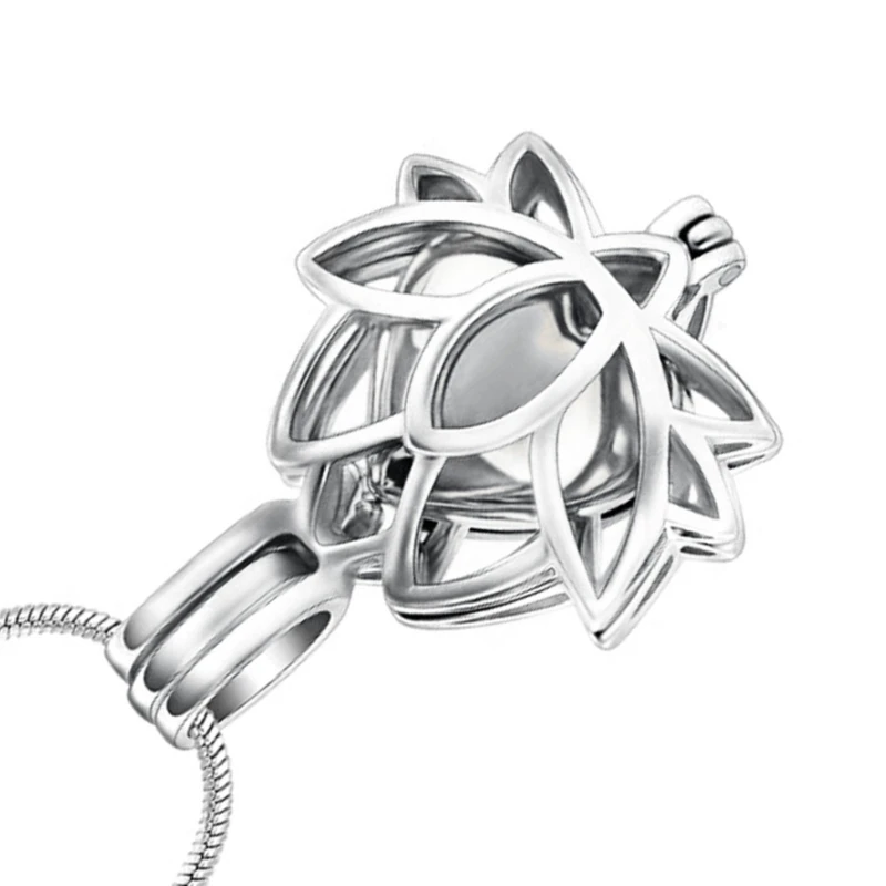KX4B Brilhante Flor Jóias Urna Recipiente Cinzas Colares Medalhão Floral