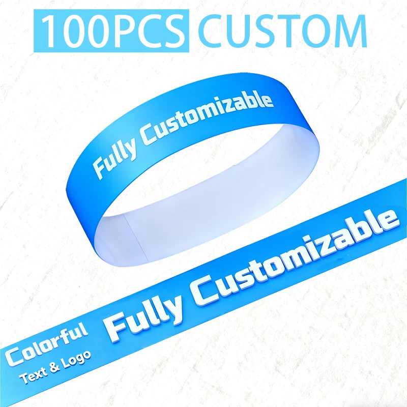 

100Pcs Party Custom Bracelets Event Wristbands Customized Personalized Colored Wrist Bands for Wedding Wrist Strap Meeting