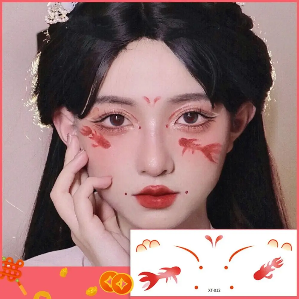 مقاوم للماء ملصقات ماكياج السنة الجديدة طويلة الأمد هيئة الفن السنة الجديدة الوشم لطيف الكرتون الخد الوشم المؤقت الطرف