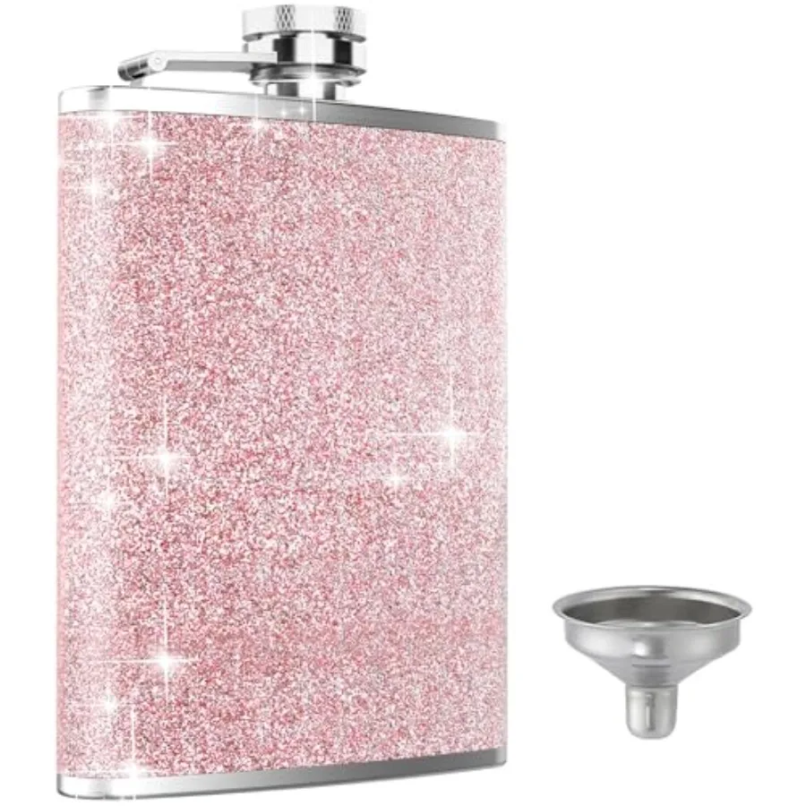Hip Flask, 8Oz Flasks for Liquor Stainless Steel Spirit with Never-Lose Cap and Funnel Leakproof Thin Portable Metal for Campin