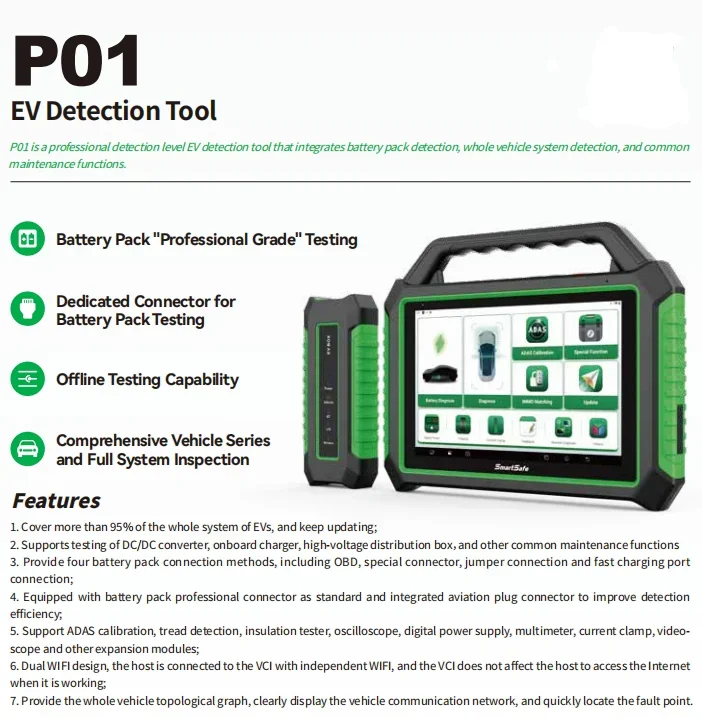 New Energy Vehicle Car Scanner EV P01 For  For BYD Battery Pack Detector Tester Instrument Fault Equipment