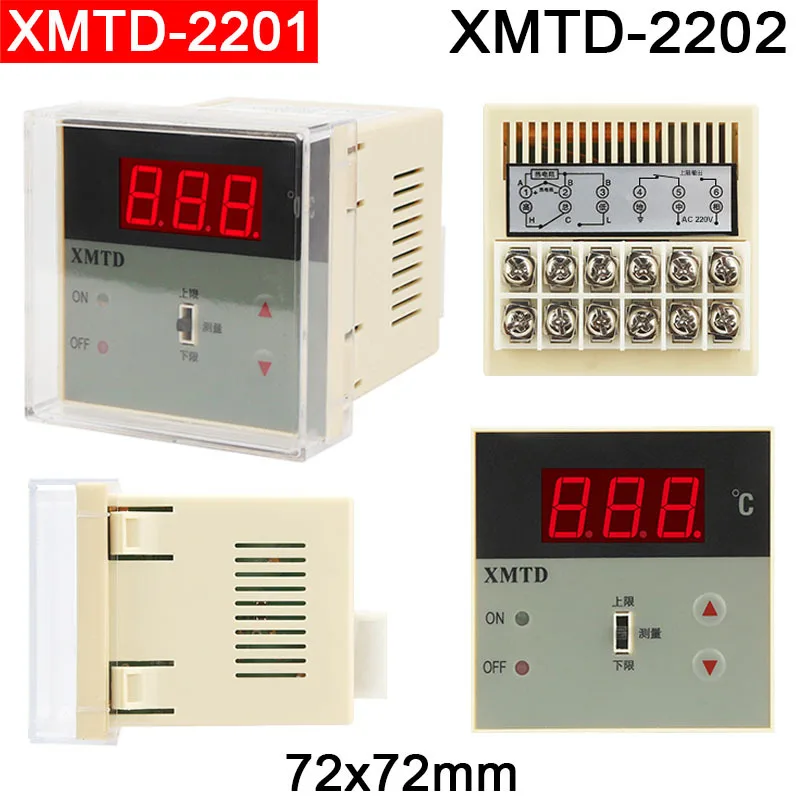 

XMTD-2201 Термостат с цифровым дисплеем PID 0-399 ℃ 0-999 ℃ K E CU50 PT100 Термопара AC220V XMTD-2202 72*72 мм 10A 250V Контроллер