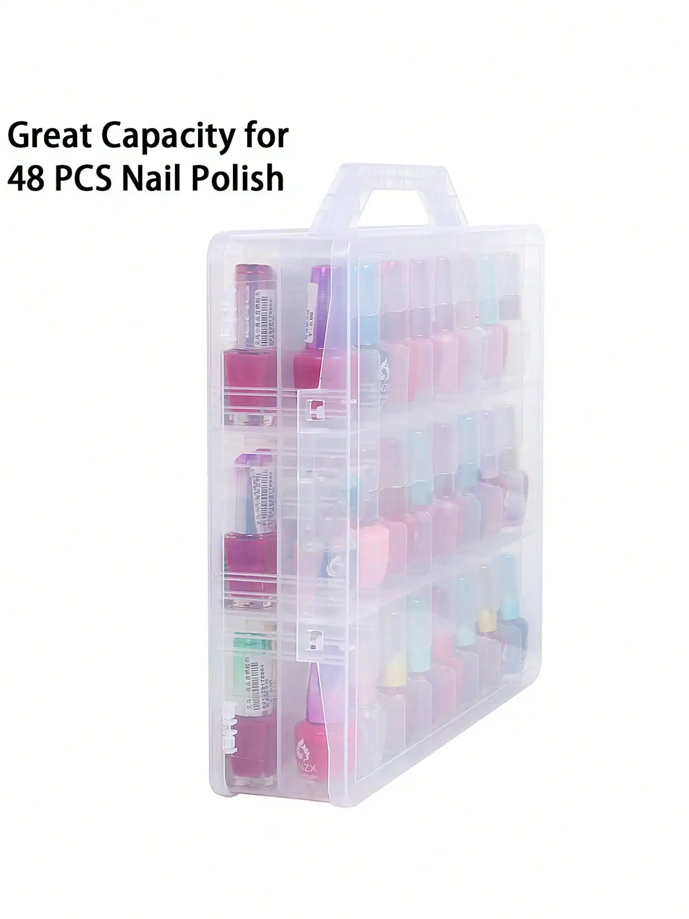 Universal Nail Polish Holder Organizer for 48 Bottles Adjustable Dividers Space Saver