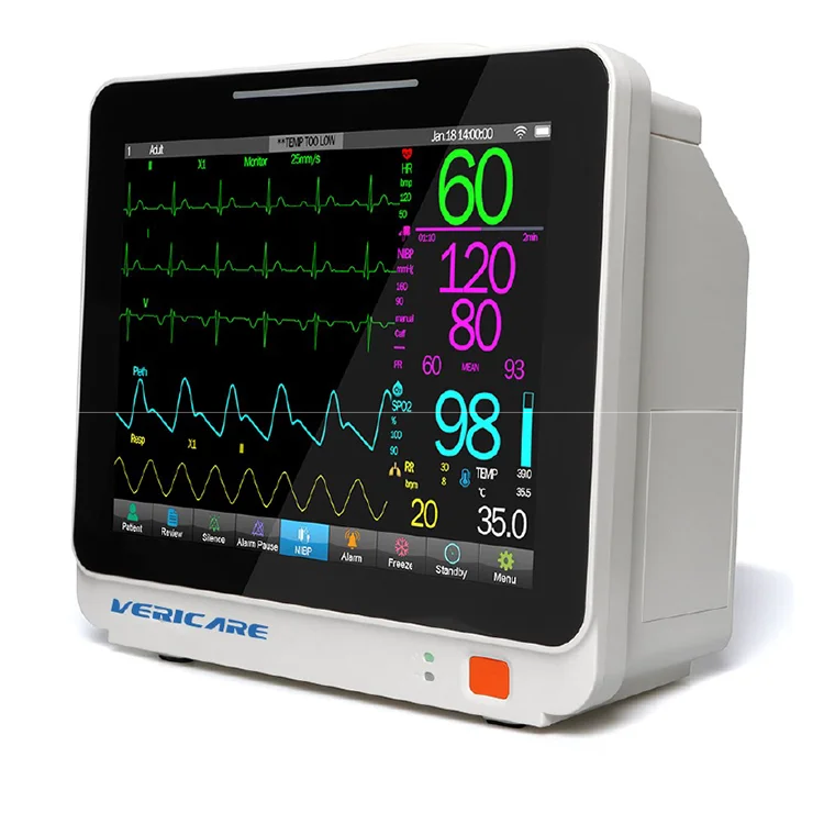 Vericare Veterinary Vital Sign Monitor JM-12 Use 12.1 Inch Touch Screen ECG(3/5 Lead) PR SPO2 NIBP TEMP RR HR Multi Parameter