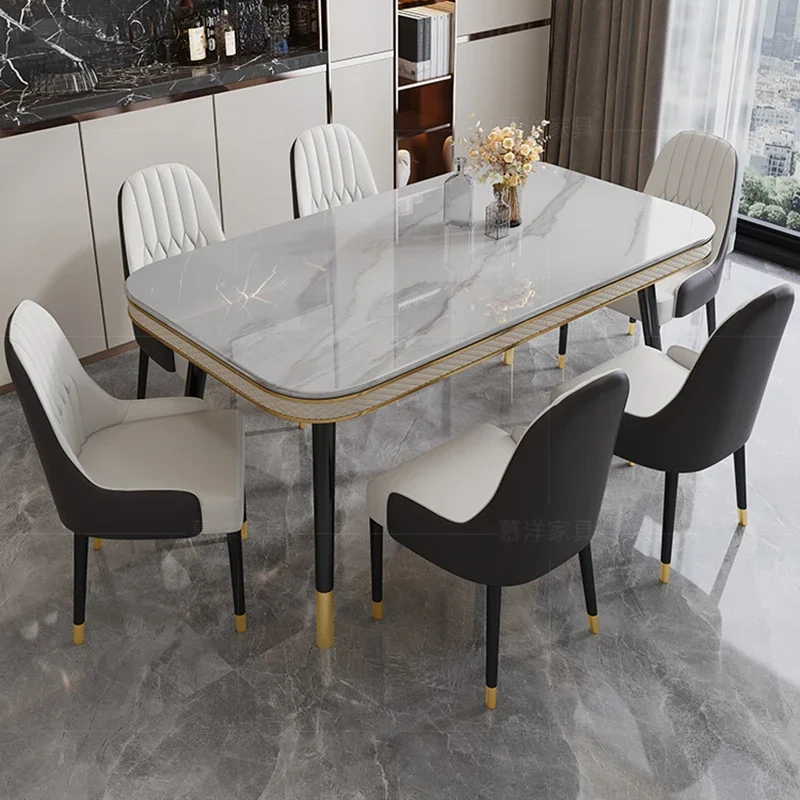 Marble Appoint Coffee Dining Tables Set Kitchen Conference Dining Tables Mobile Modern Stone Room Tavolo Da Pranzo Furniture