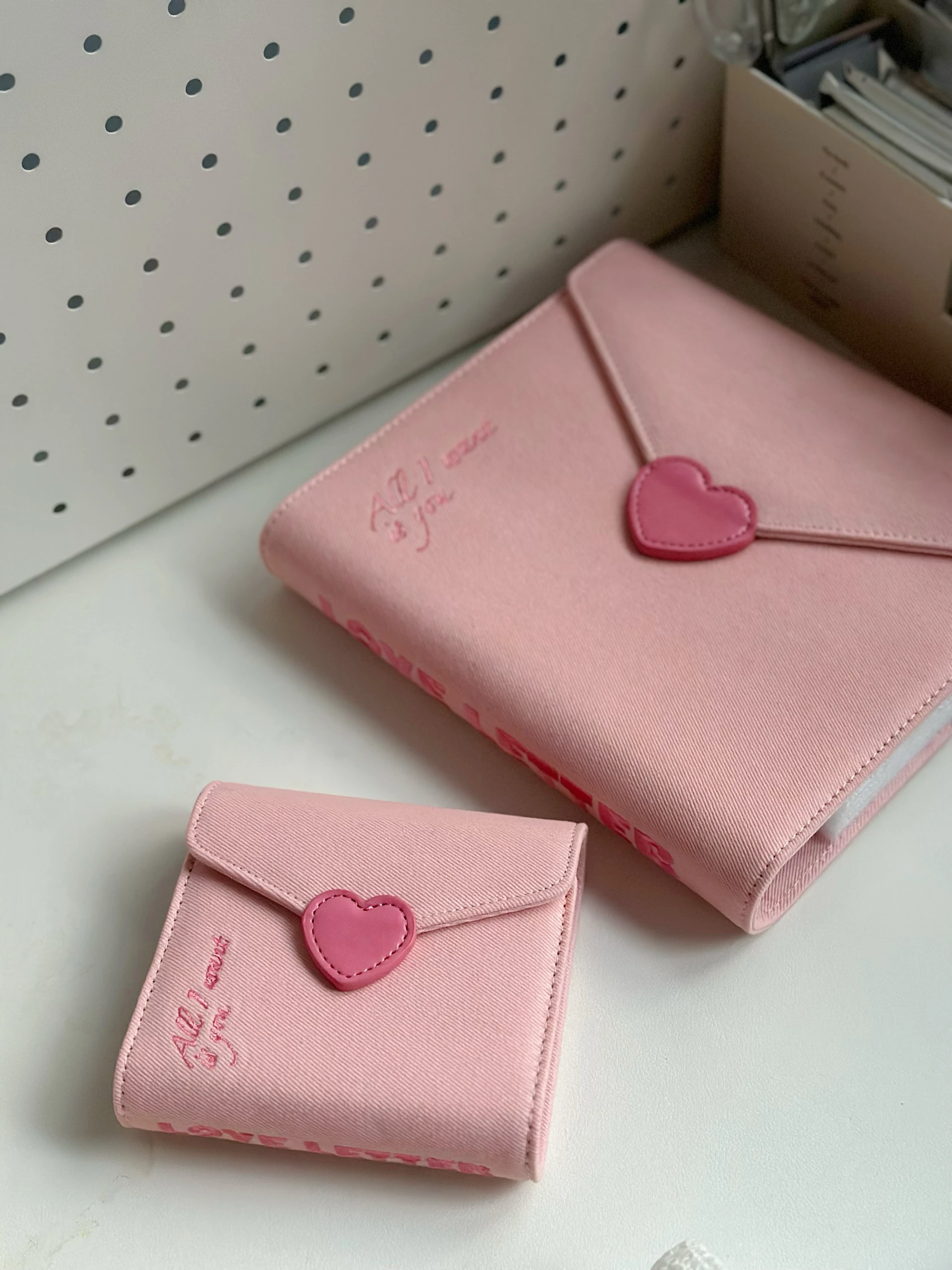 A5 สีชมพู DENIM Binder Love Pocket อัลบั้ม Idol อะนิเมะ 3 นิ้ว Photo Collect Book เกาหลี