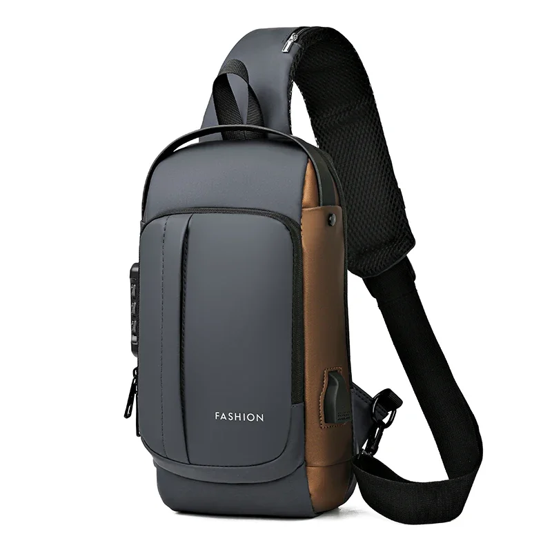 2025 New Boys Chest Bag Men Daily Waterproof Crossbody Bag Anti-theft Male USB Charging Pack Short Travel Messenge Sling Fashion