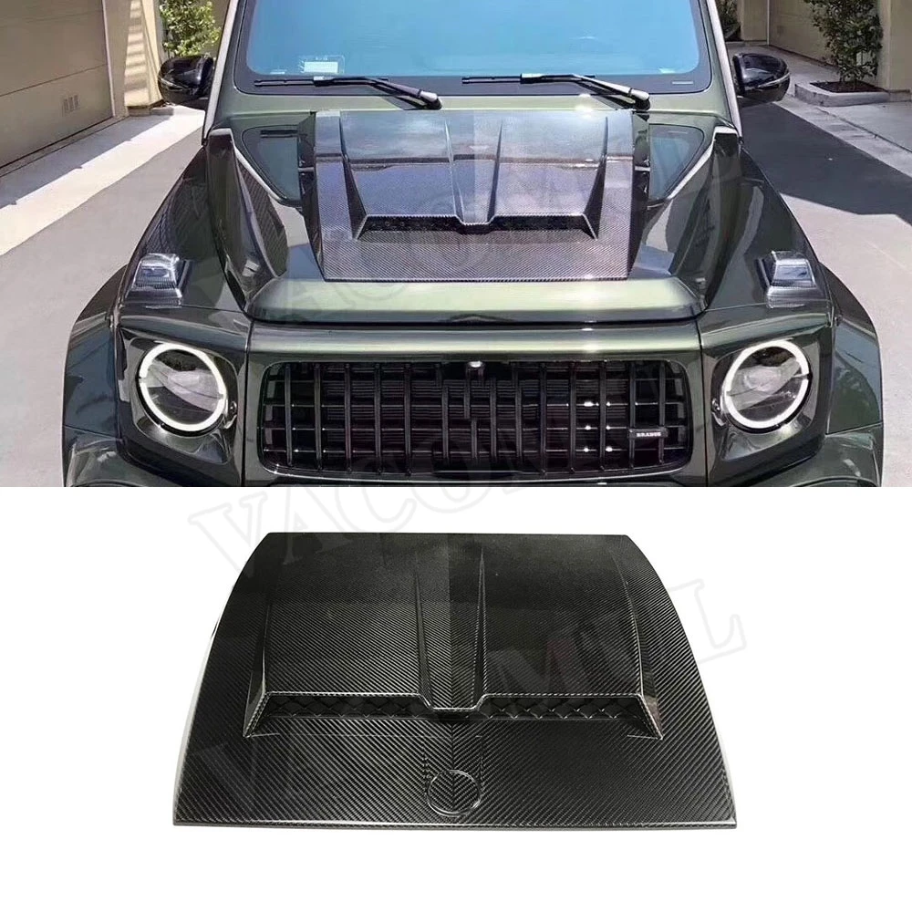 Dry Carbon Fiber Front Engine Hood Vent Cover for Mercedes Benz G-CLASS W463 G500 G550 G55 G63 FRP Bonnet Cap Car Styling