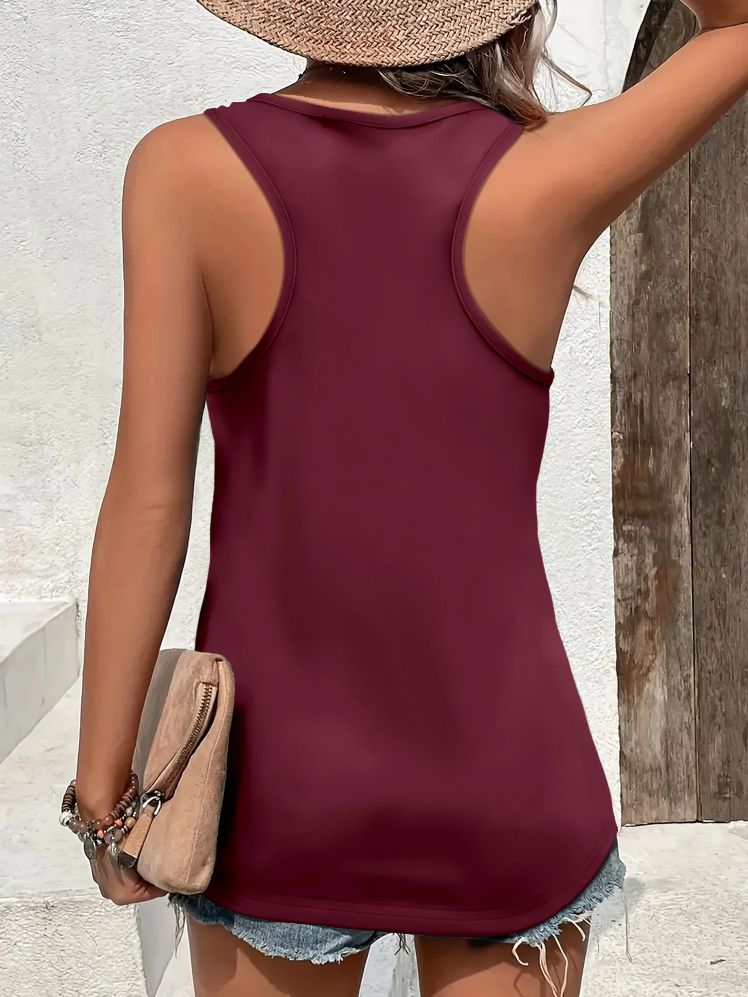 Summer Women U-Neck Racerback Athletic Tank Tops Slim Fit Sleeveless Yoga Shirts Stretchy Casual Outerwear Vest