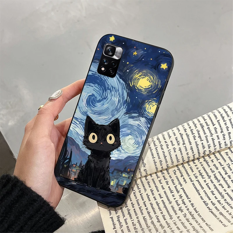 Van Gogh Gustav Klimt Mona Lisa Cat Phone Case For Xiaomi Redmi Note 13 12 Pro 11S 11 10 Pro 10S 12R 12S 12 ProPlus Redmi 10 9C