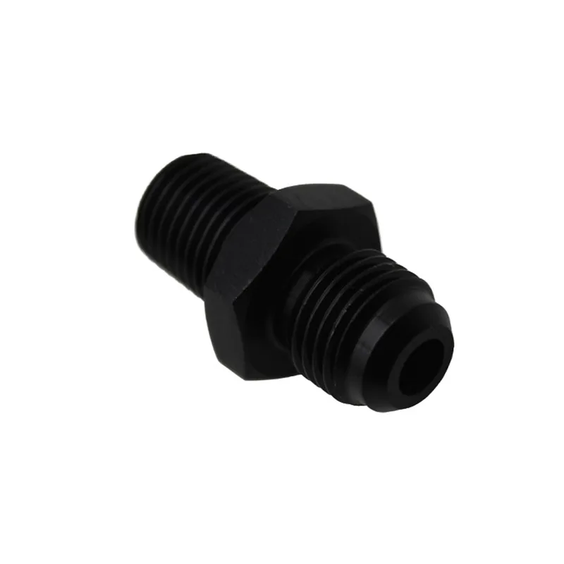 Aluminum 10AN Male Flare to 3/8 NPT Male Fuel Hose Fitting Adapter Straight Black Anodized JIC 10 AN 7/8-14 to 3/8 NPT Thread Pi