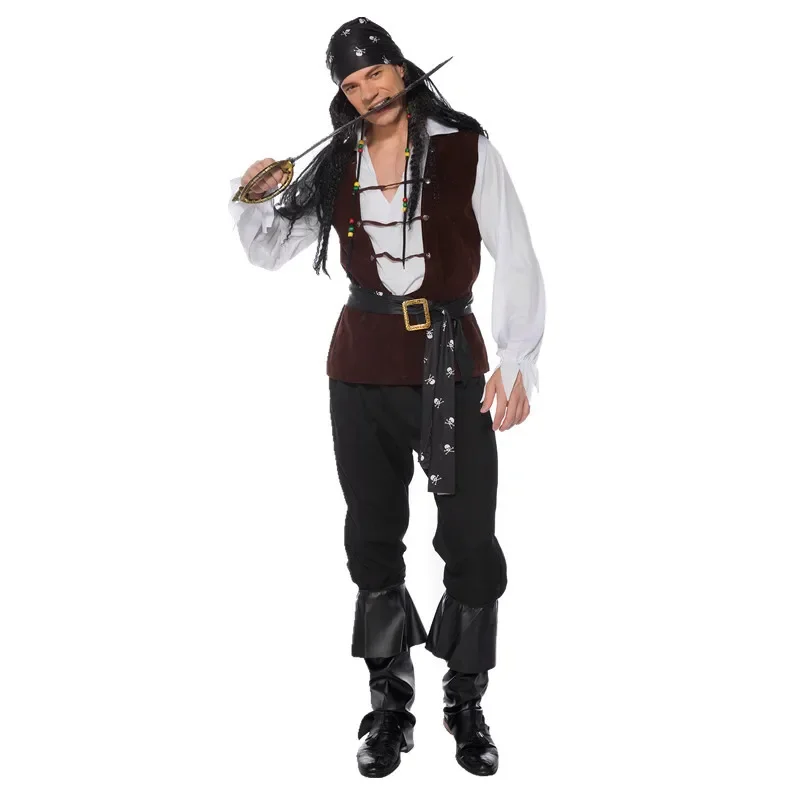 Halloween Men Cosplay Pirate Costumes Carnival Party Pirate Stage Performance Uniform