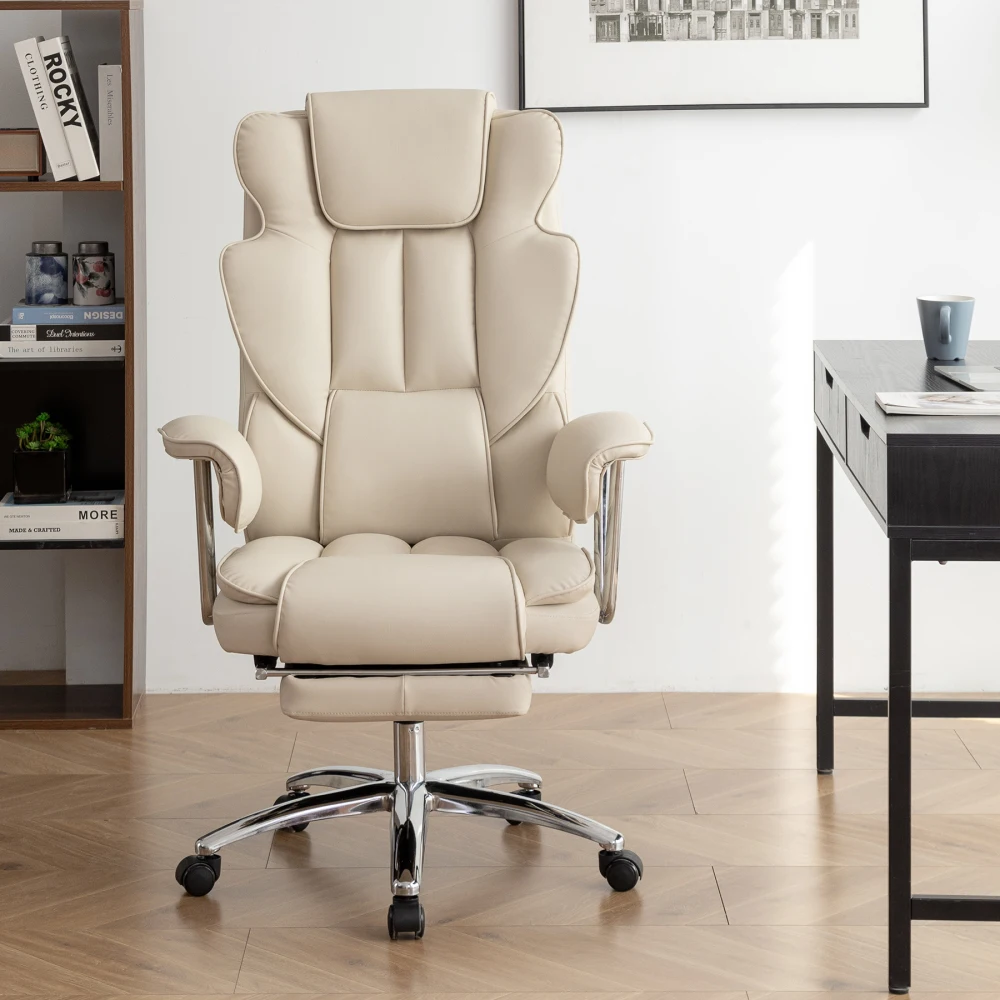 

Office Chair, Executive Office Chair Footrest, Leather Computer Chair, Ergonomic Reclining Chair High Back, Large Home Chair