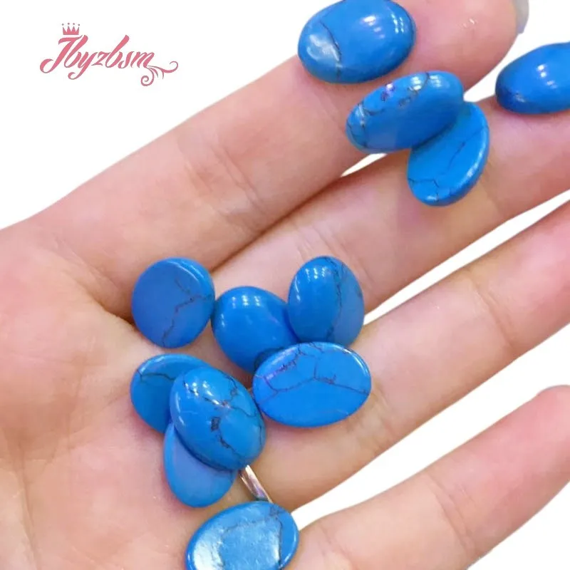 Blue Tuequoise CAB Cabochon Flatback Dome Undrilled Stone Beads for DIY Necklce Bracelet Earring Ring Jewelry Making 5 Pcs