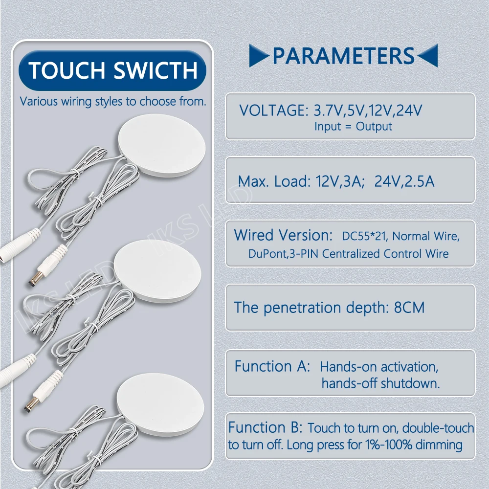 5V 12V 24V LED Dimmable Touch Sensor Switch Penetrating Wood Panel 8cm Smart Home Dimmer for Lighting Control Hand Scan Switch view 4