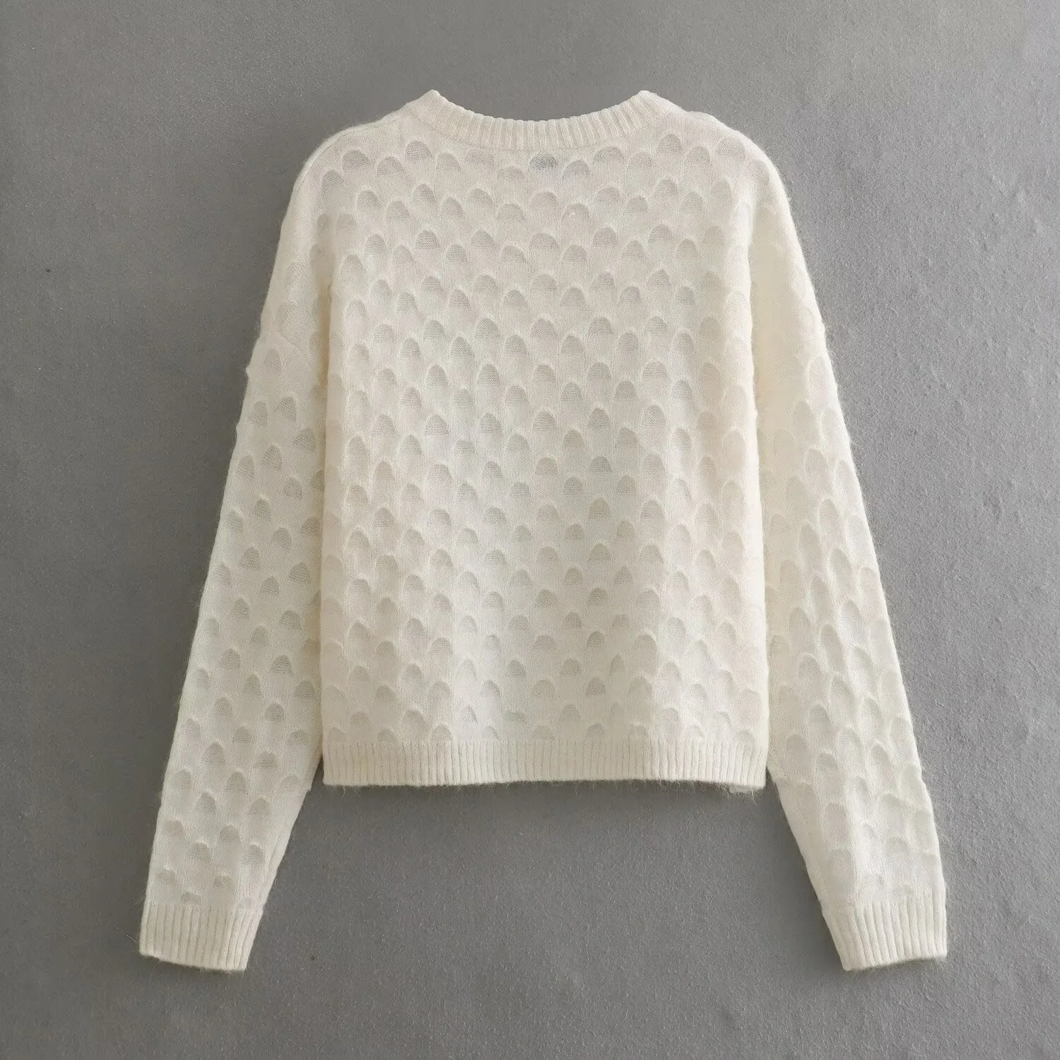 Autumn And Winter New Women's Temperament Commuting Versatile Alpaca Wool And Wool Blended Sheet Pattern Knitted Sweater