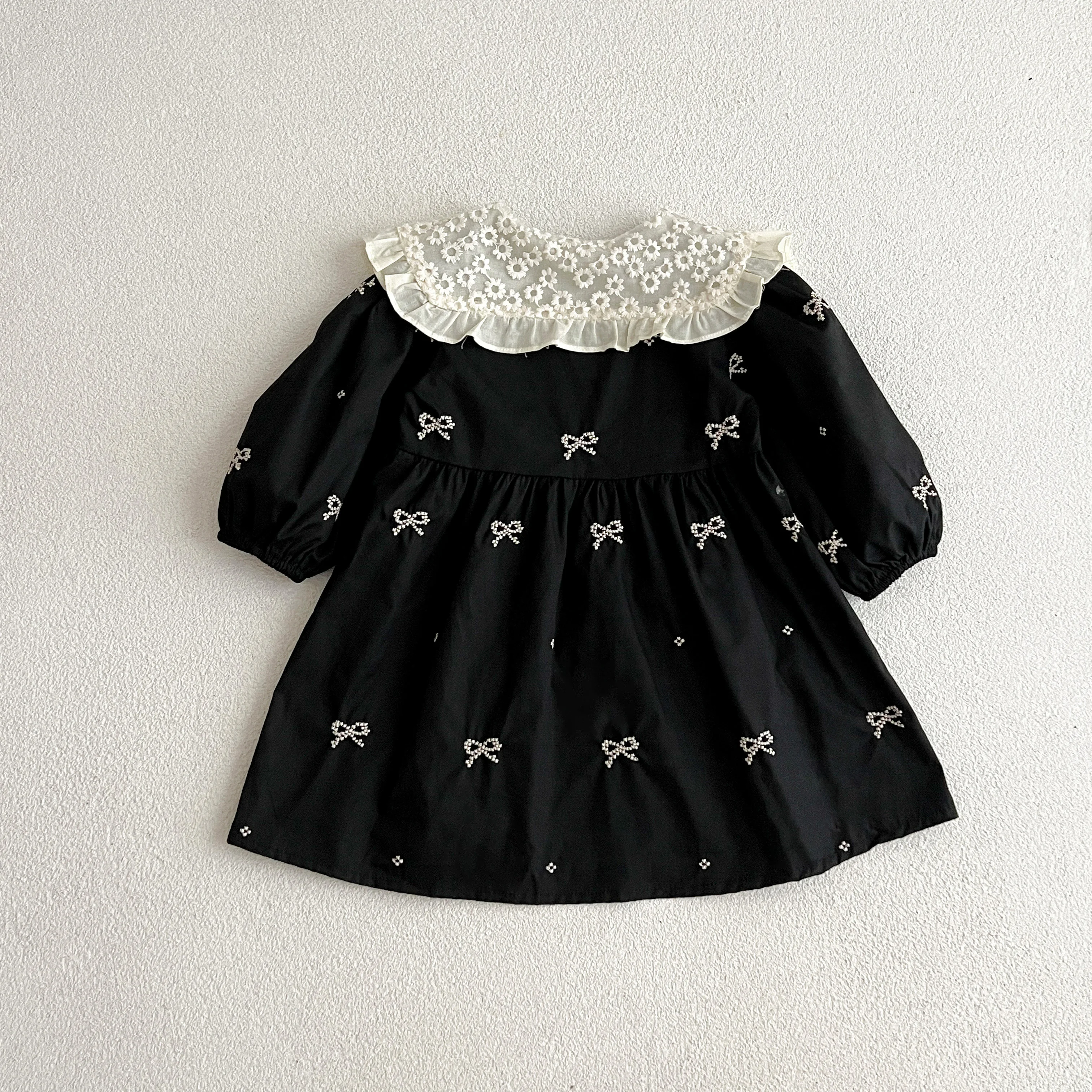 Herbst 0-6Yrs Mädchen Prinzessin Kleid Baby Mädchen Kleidung Kleidung Schmetterling Kragen Baby Mädchen Ein Stück Kleidung Stickerei Kinder Kleid – Detail 6