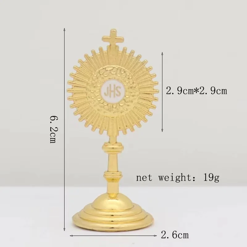 12Pcs JHS Mini Monstrance Holy Sacrament First Communion Fave Holy Grail Baptism Catholic Car Table Decoration Church Suppliers