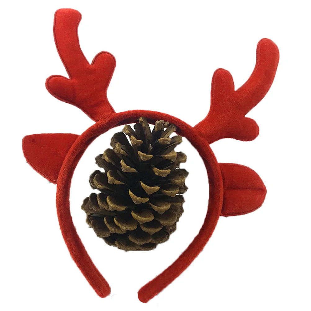 

4pcs Cloth 3D Elk Antler Hair Hoop Comfortable Party Headdress For Christmas Costume Accessory Wine Red Yellow Headband