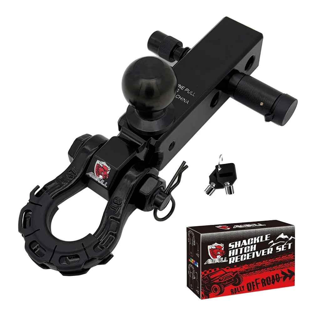 

Three hole ball head trailer arm 2-inch base universal RV off-road rescue towing trailer black chrome ball head