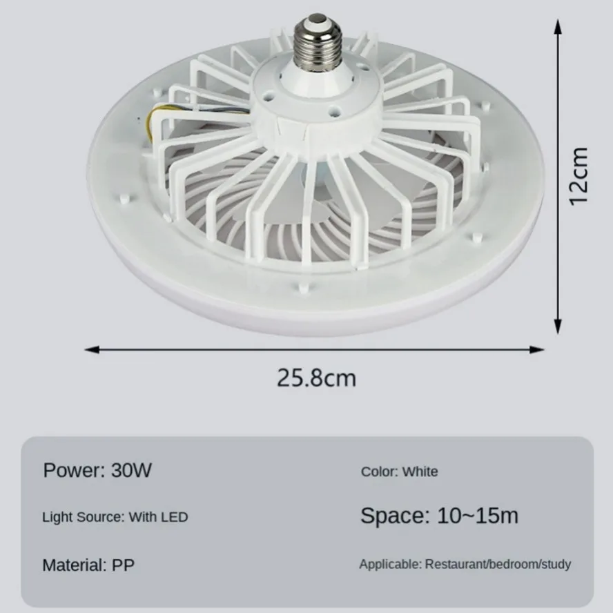 พัดลมเพดาน30W พร้อมฐานแปลง E27โคมไฟสไตล์วินเทจพัดลมไฟฟ้าพร้อมรีโมทควบคุมสำหรับห้องนอนห้องนั่งเล่น AC85V-265V แบบไร้เสียง