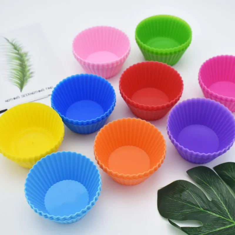 Silicone Muffin Cup Baked Dessert Custard Tart Pudding 7cm Cake Mold DIY Round Cake Cup Silicone Molds for Baking