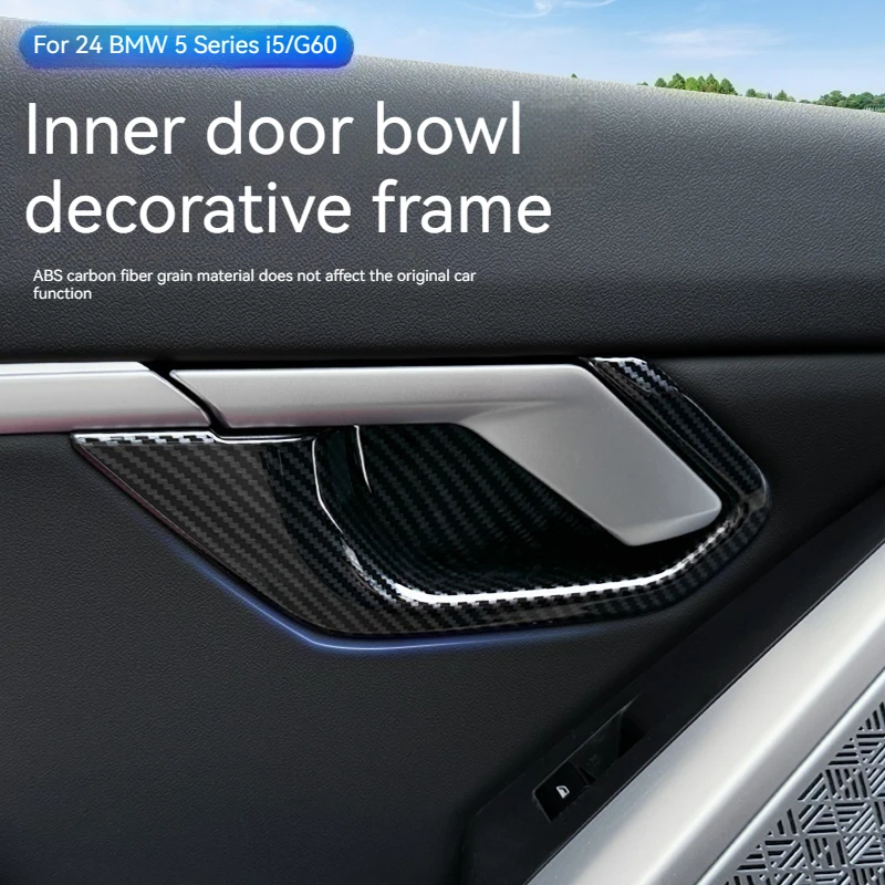 

For BMW 5 Series i5 G60 2024 ABS Carbon Fiber Car Inner Door Bowl Protection Anti-scratch Panel Interior Trim Accessories