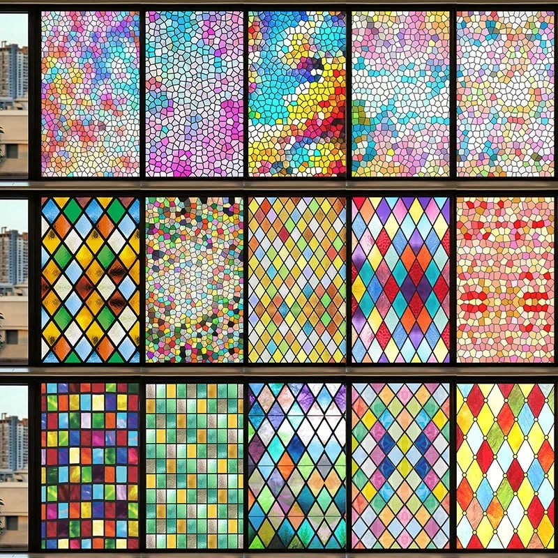 

European Style Retro Glass Film,electrostatic Frosting, Adhesive Free Art Painting Privacy Protection Window Film Stained Glass