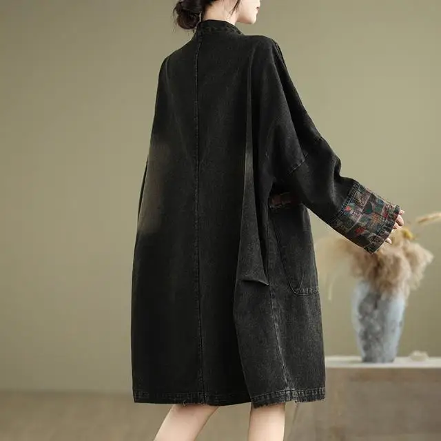 Coupe-vent de Cowboy pour femmes, ample, col en v, manteau de Cowboy surdimensionné, printemps et automne