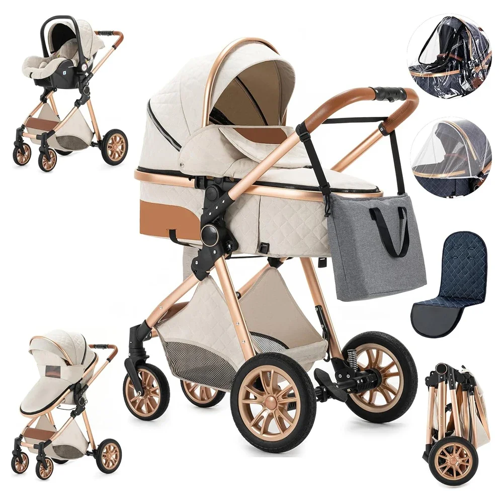 2024 Light Weight Travel Baby Pram Strollers Pushchair Buggy Baby Carriage Portable Newborn Car Seat Baby Stroller 3 in 1