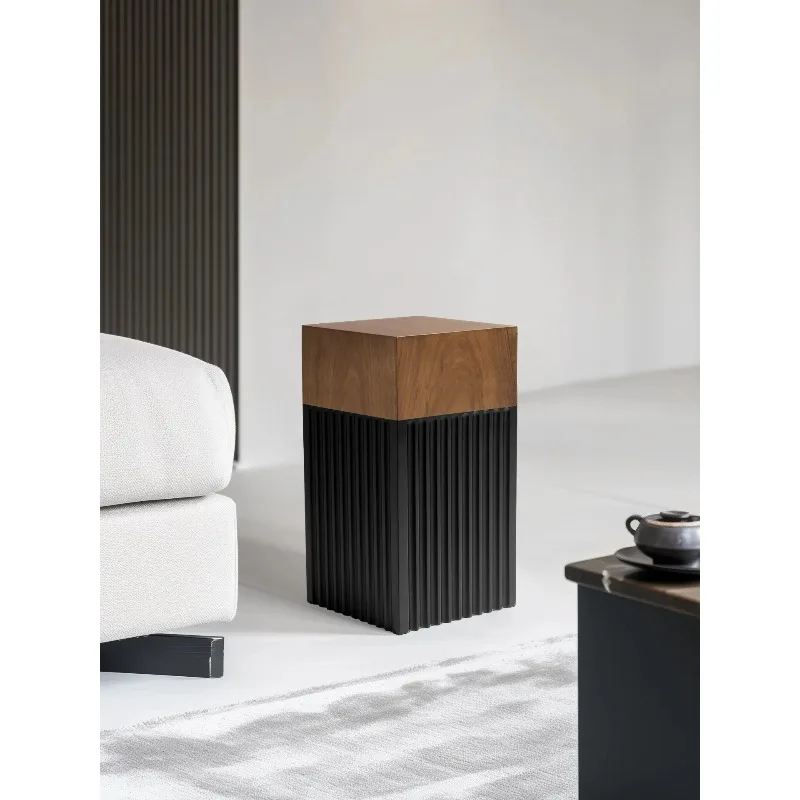 Minimalist Living Room Sofa, Square Wooden Stump Side Table, High-end Solid Wood Table, Artistic Creative Bedside Corner TableN9