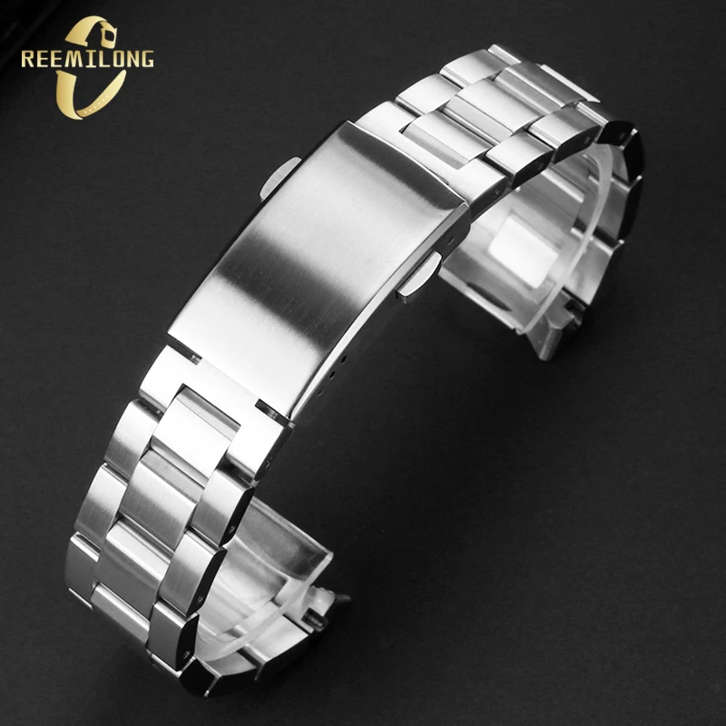 Stainless steel watch strap 20.5 21.5mm High-quality Arc interface soild metal silver men watchband For Tag Heuer Aquaracer 300m