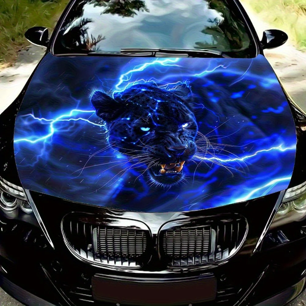 

Lightning Panther Car Hood Wrap - PVC Decal Sticker For Trucks, Bonnets & Cars, Universal Fit, Stylish Graphic Design, Vehicle D