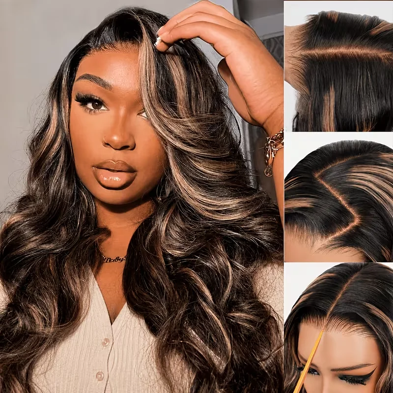 Body Wave Glueless Wig Human Hair 5x5 Closure 13x4 13x6 Lace Front Wig 1B/30 Highlight Ombre Colored Pre Plucked HD Lace Wig For Women