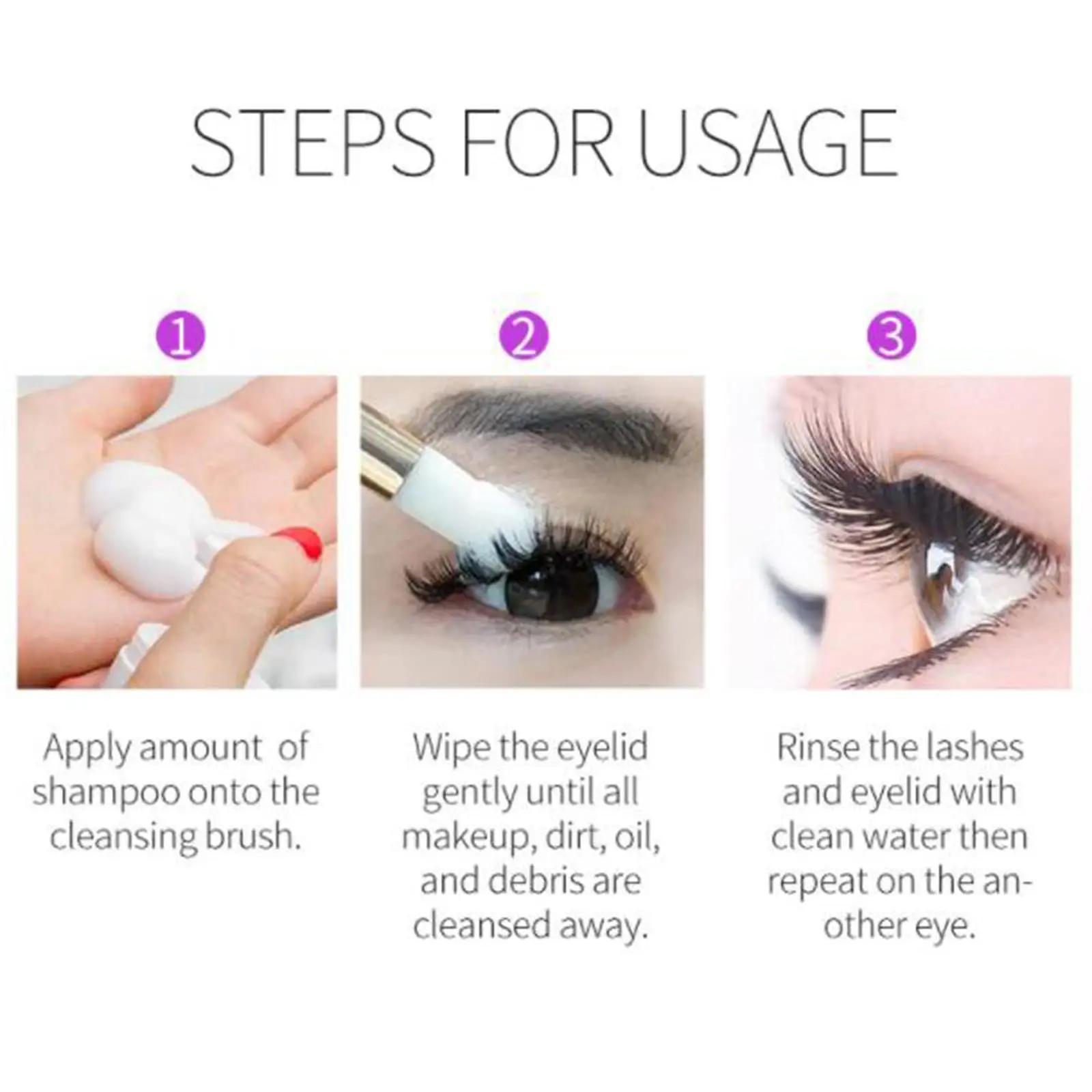 Shampoing pour cils, brosse démaquillante, mousse nettoyante individuelle, taille compacte pour greffage de cils et fournitures de coiffure