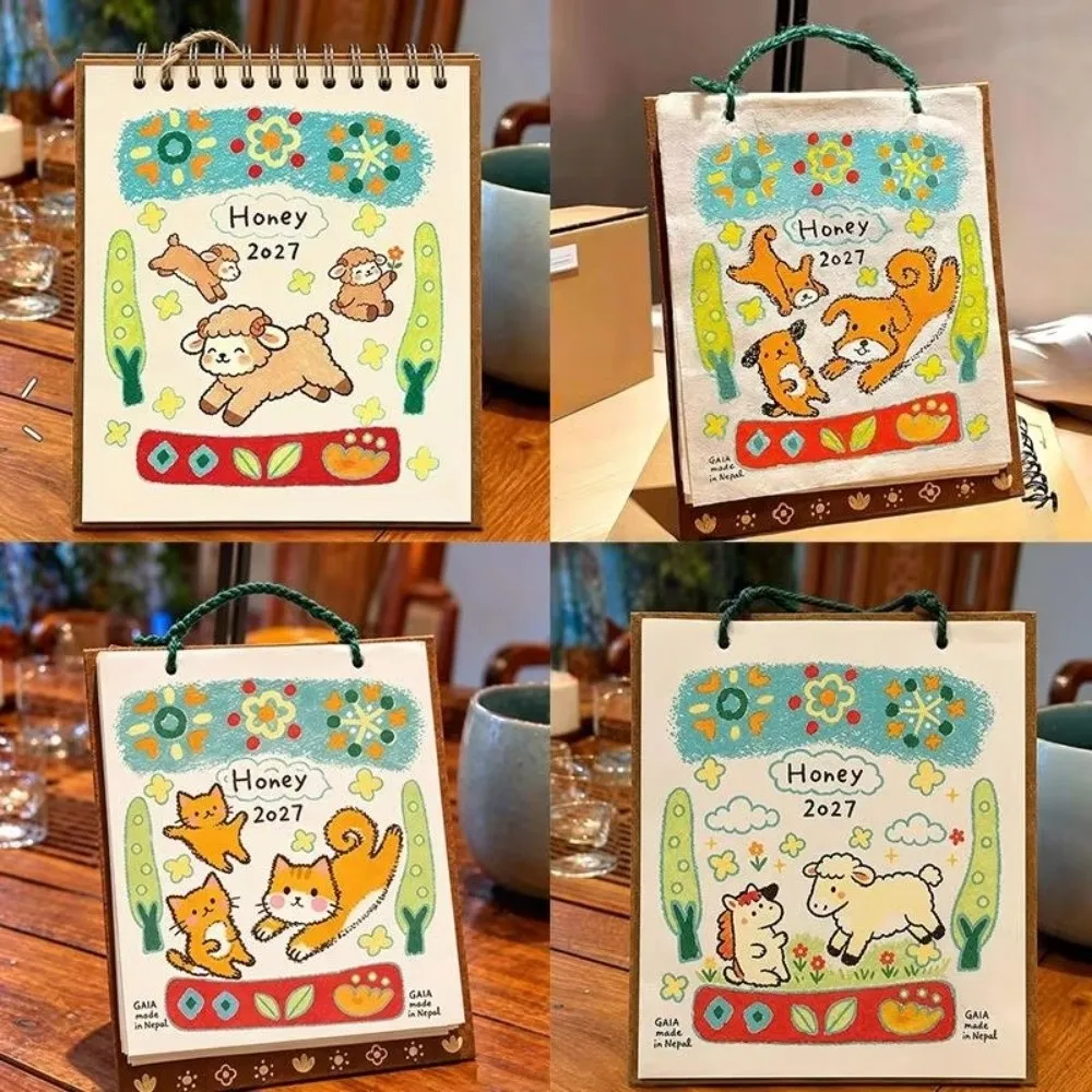Firm Upright Support 2027 Nepal Desk Calendar Hanging Cute Monthly Flip Table Calendar Lokta Paper Monthly Planner Calendar