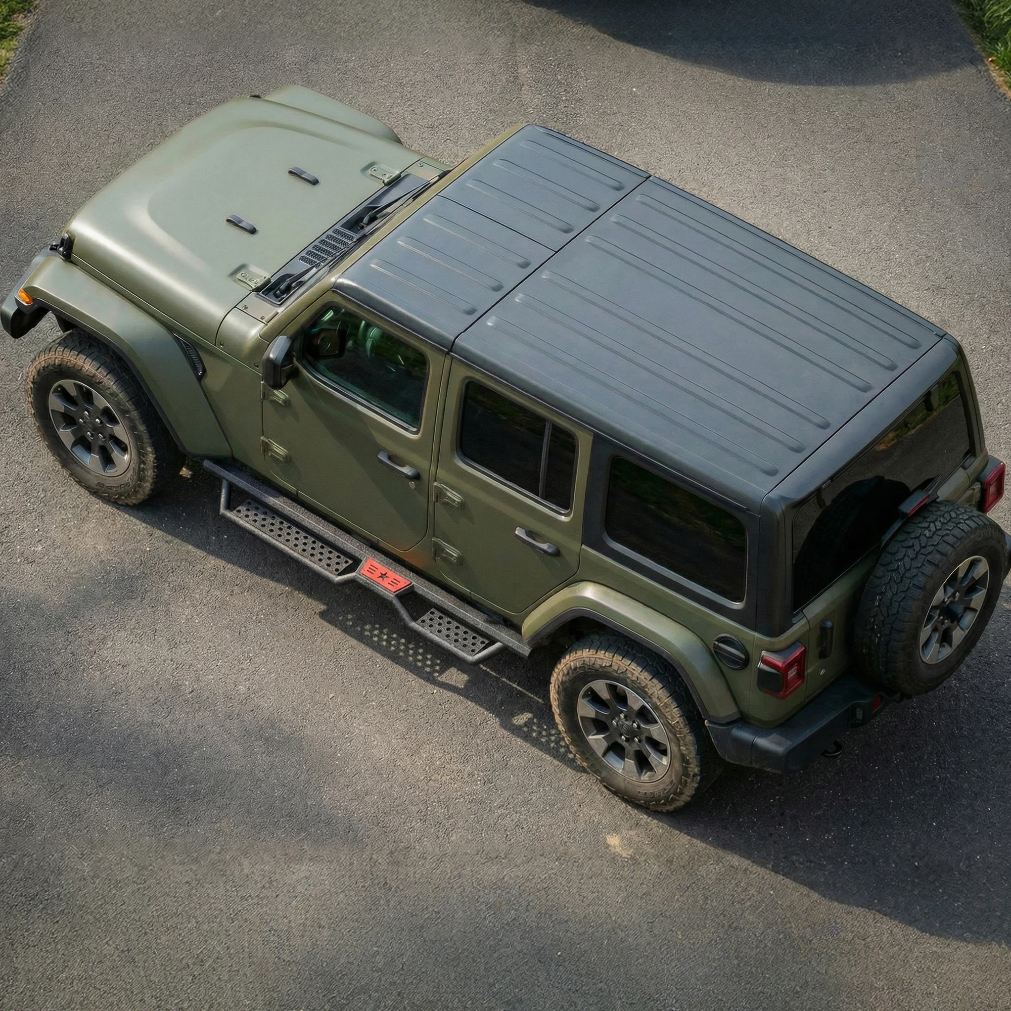 For 2018-2026 Jeep Wrangler JL 4-Door Running Boards Side Steps, Black Powder Coated Hexagon 2-Step Nerf Bars, No Drill Bolt-On Pedals for Lifted Trucks