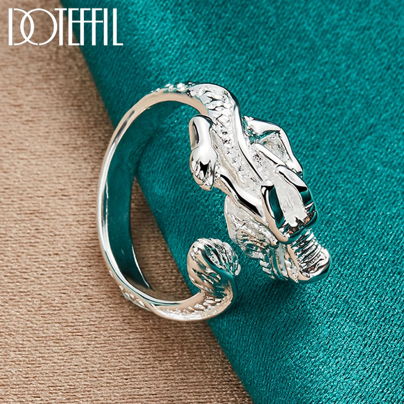 DOTEFFIL 925 Sterling Silver Dragon Ring For Men Women Wedding Engagement Party Fashion Charm Jewelry 4