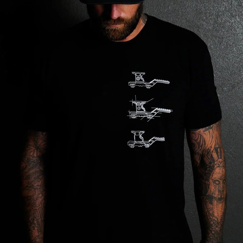 Summer New Product Security Company Theme GBRS Series Hydra Stack Line Drawing Short-sleeved T-shirt Round Neck