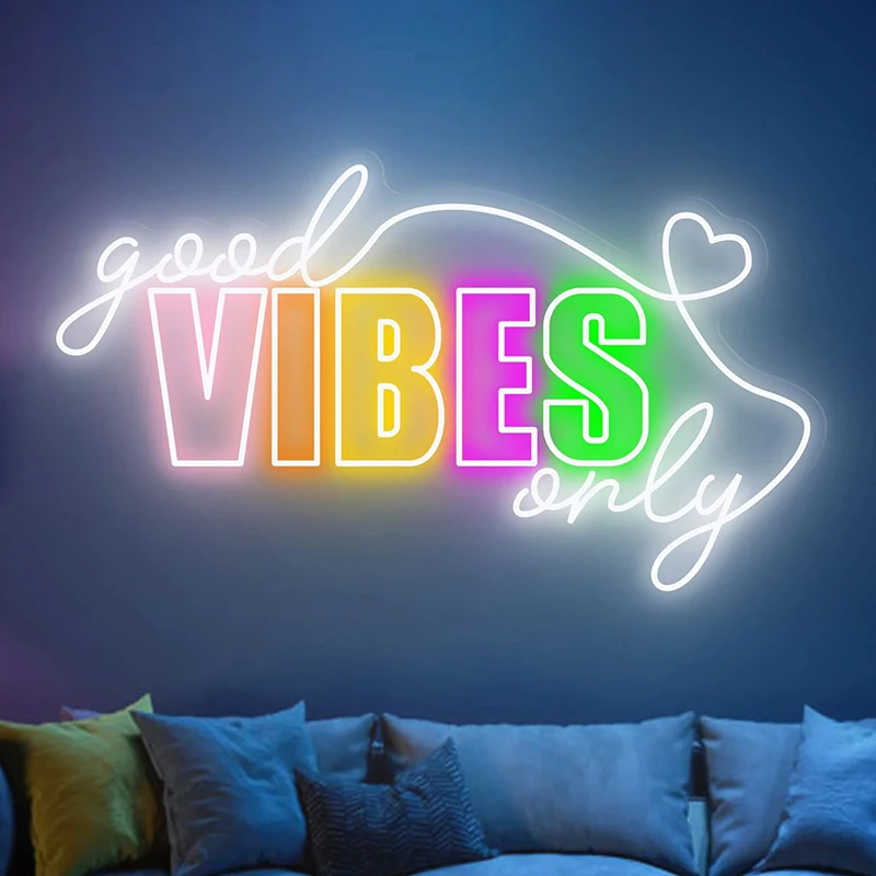 Неоновая вывеска Good Vibes Only для спальни, домашней комнаты, женское украшение, неоновые огни, неоновая бара, свадебное настенное украшение, светодиодный ночник