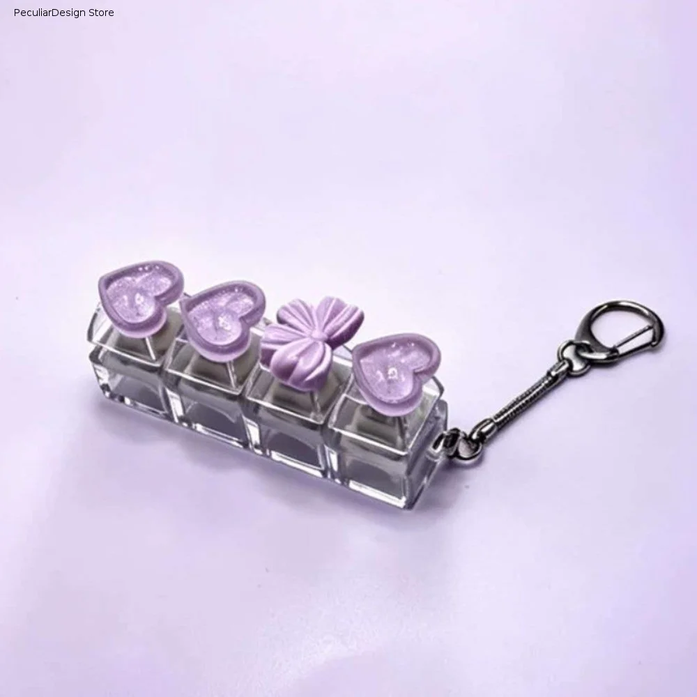 Heart Keyboard Press Button Keyring Knot Press The Keyboard Cliker Keychain Reduce Anxiety Keyboard Keychain Pendant Gift
