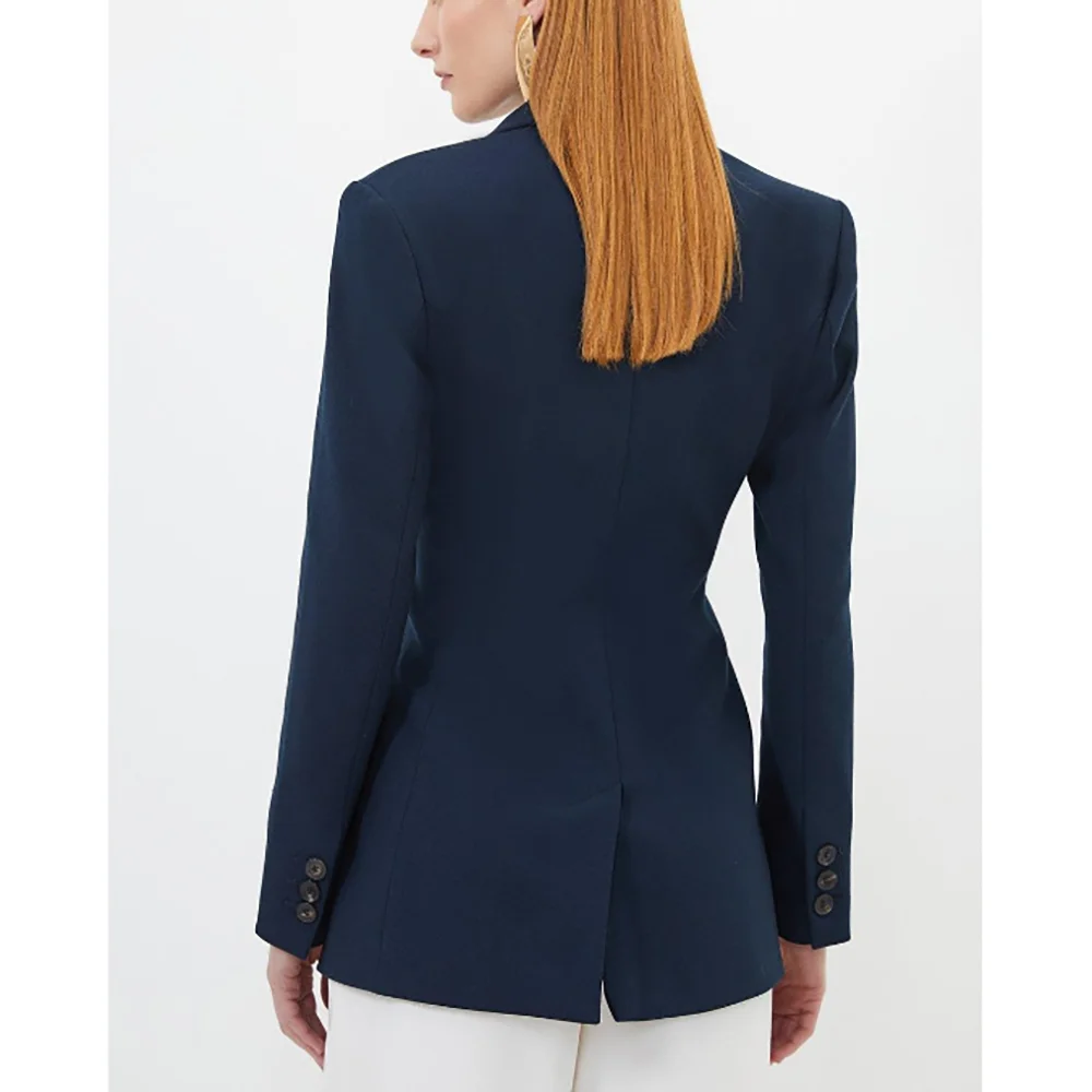 Fashion Evening Party Suit Single Breasted Notched Women Set New Female Two Pieces (Blazer+Trousers) Daily Office Lady Set