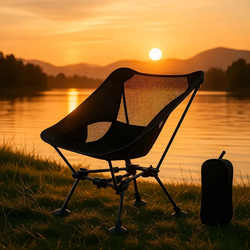 

Портативное складное кресло для кемпинга, легкое, компактное, с ножками, предотвращающими проваливание, для пляжа, выдерживает до 150 кг