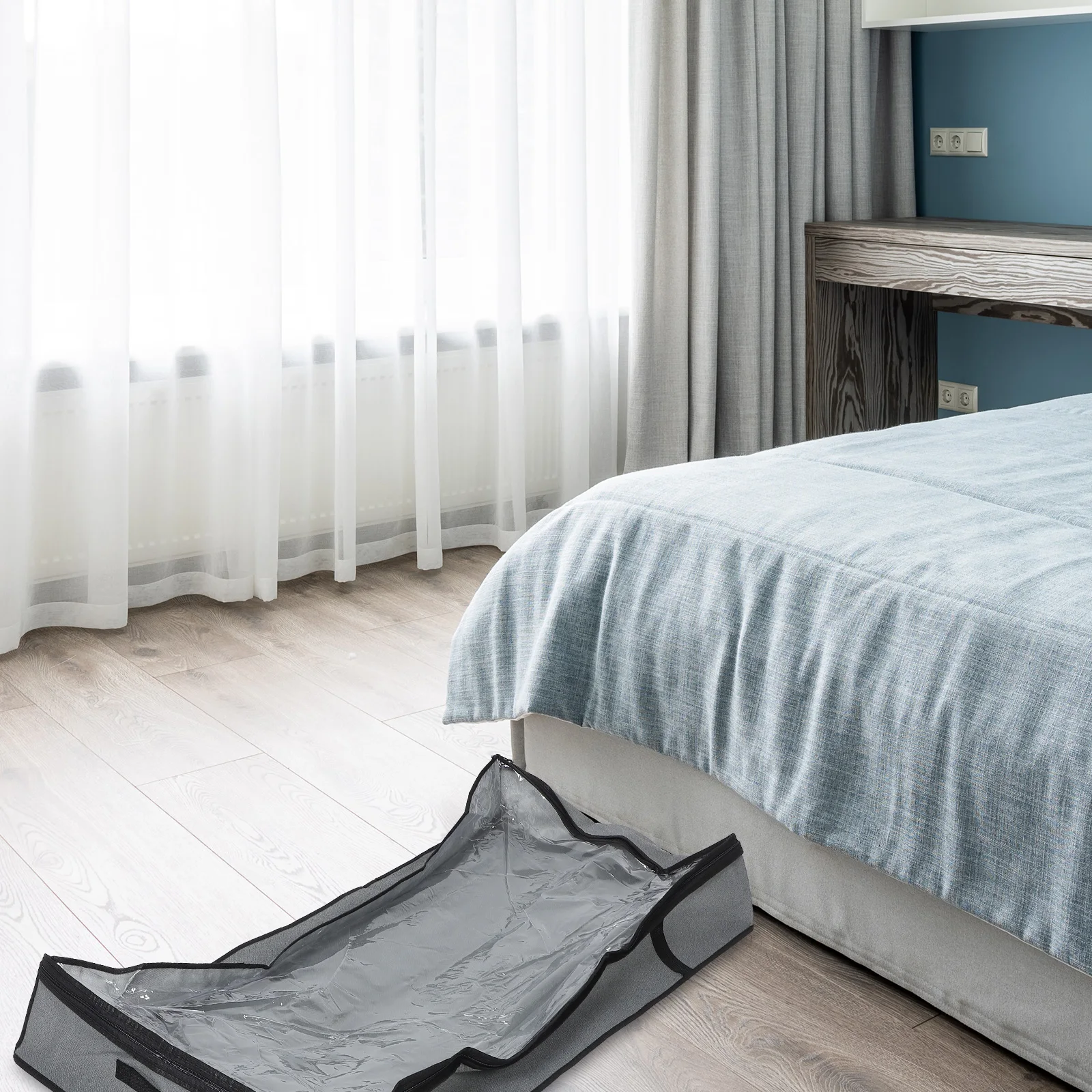 

Foldable Clothes Storage Bag Under Bed ganizer Bins Large Clear Window Quilts Bag Household Multifunctional Practical Wear