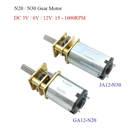 DC 3V/6V/12V N20 N30 Mini Metal Gear Motor Straight Output Shaft 15-1000RPM Slow Speed High Torque Worm All Metal Gearbox Motor