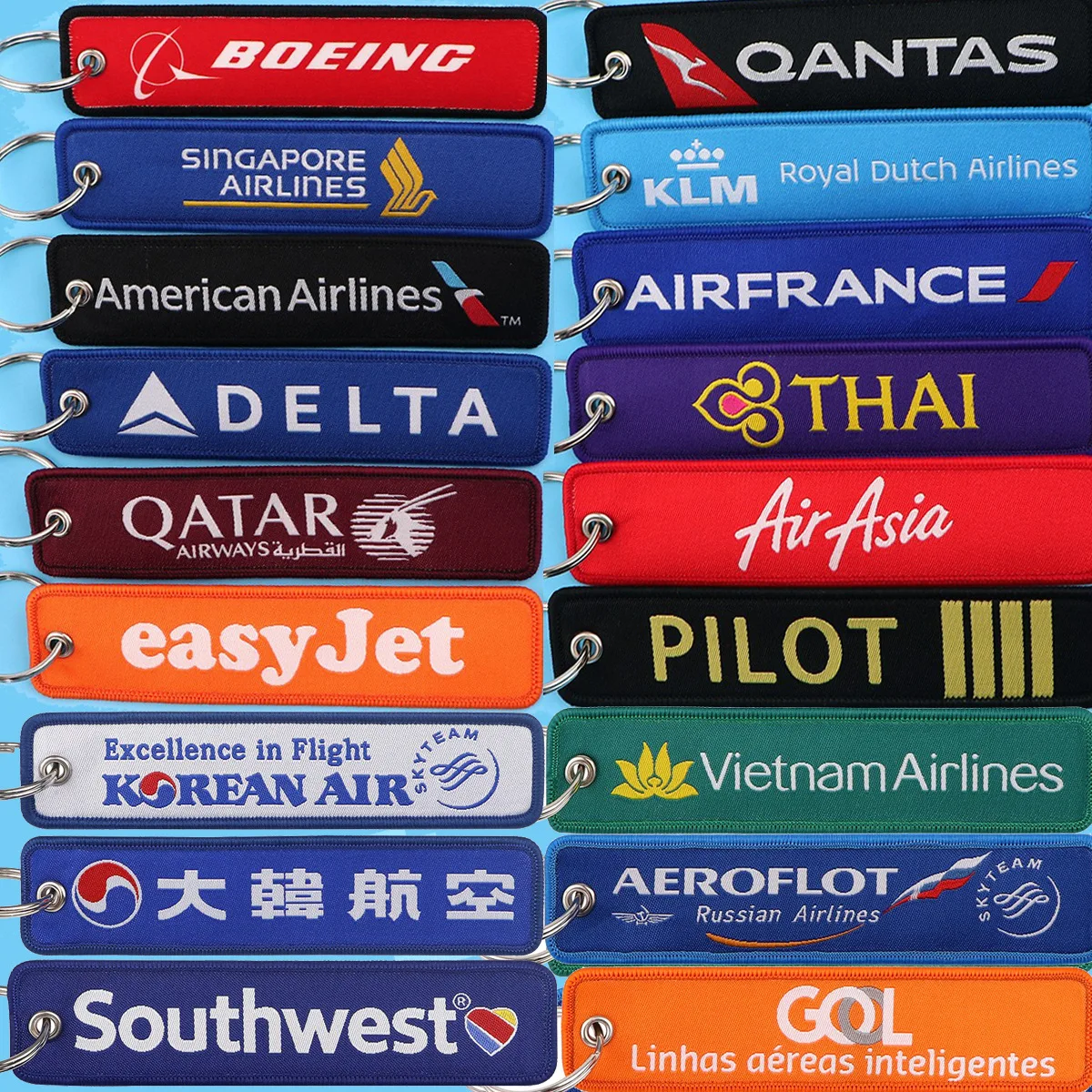 Pilot Keychain Embroidered Key Fobs Flight Key Tags Car Motorcycles Keyring Holder Chaveiro Fashion Jewelry Aviation Gifts