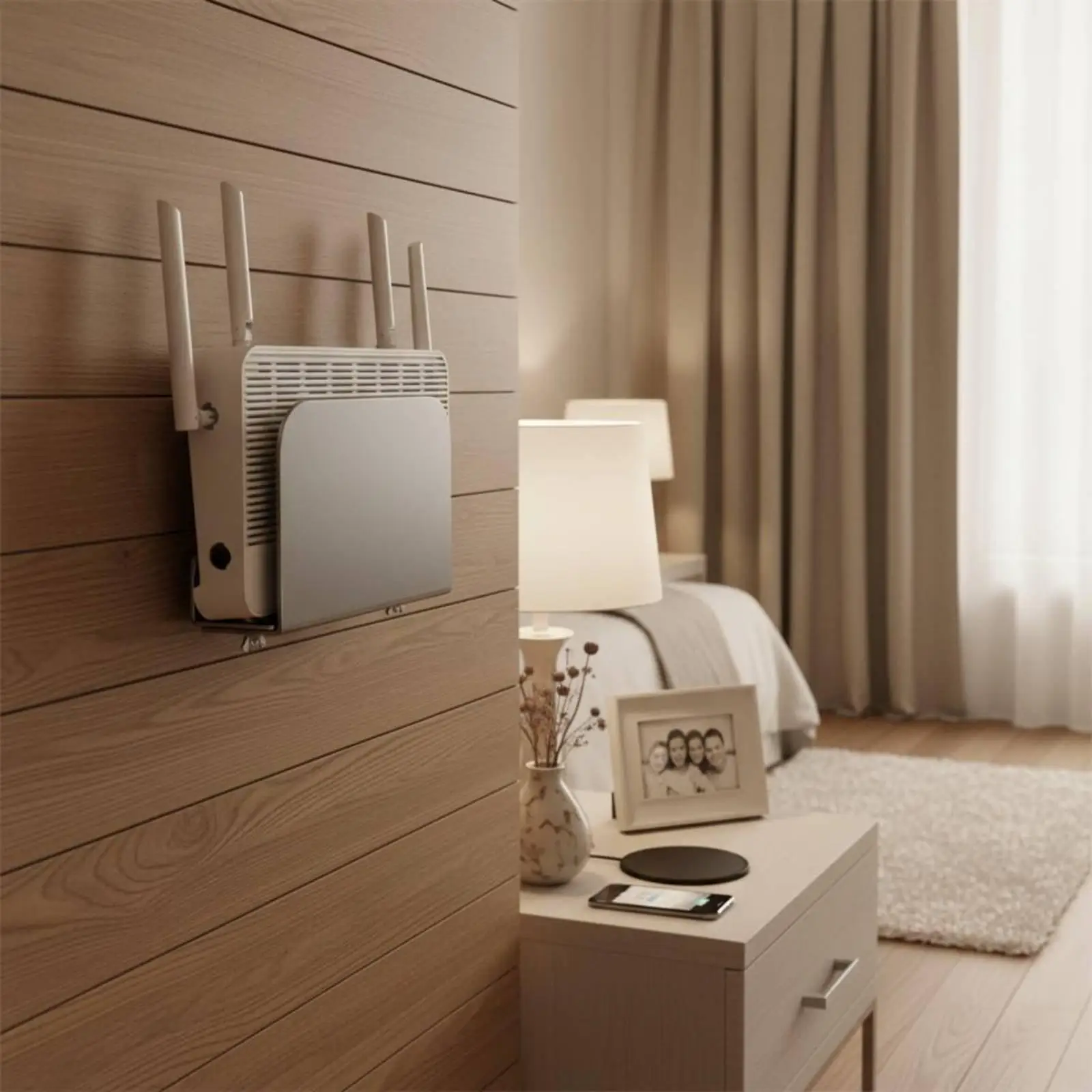 Étagère murale pour routeur, support en acier au carbone pour modem, décodeur, organisateur de câbles sans perçage